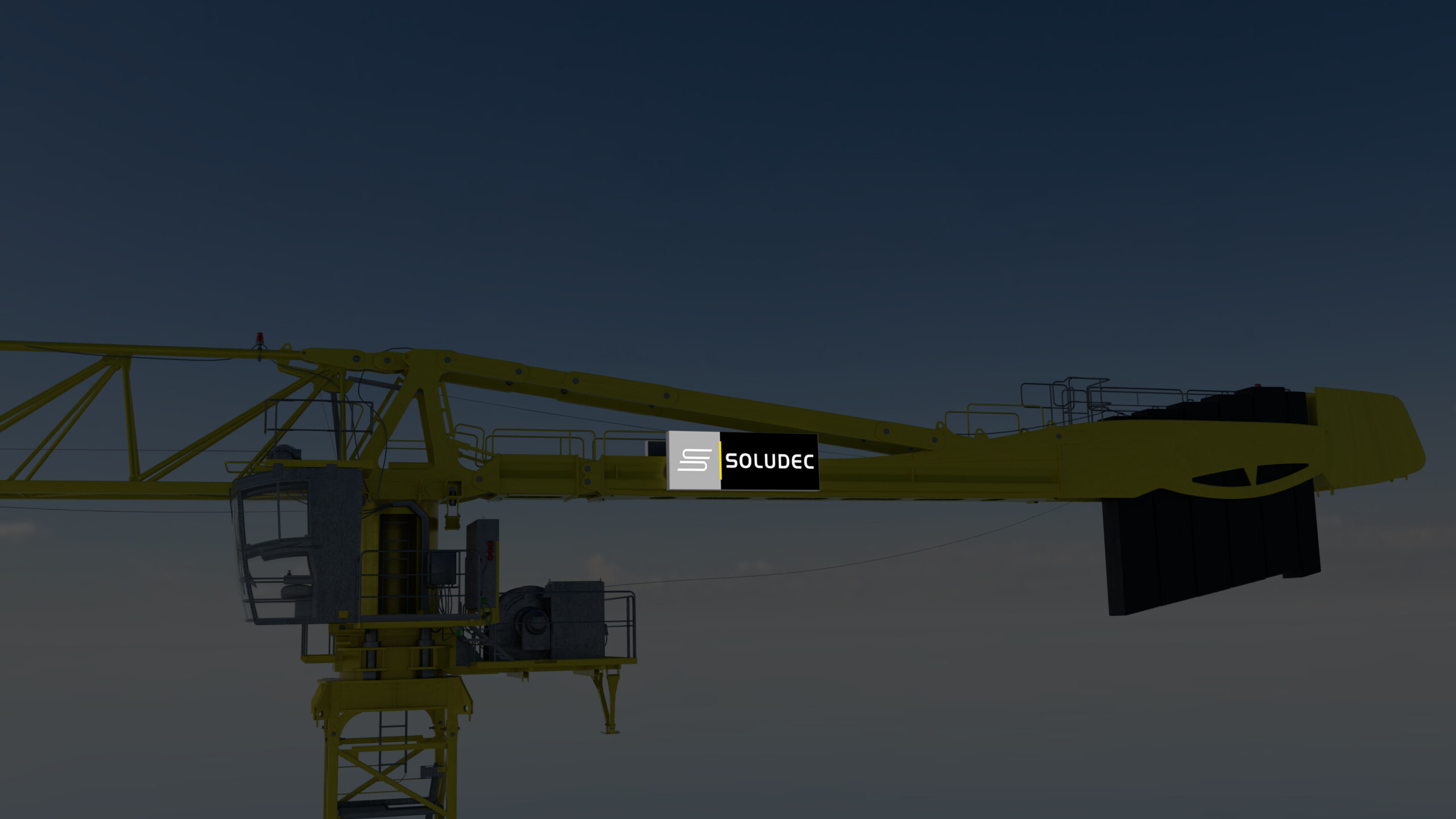 Vue d'ensemble 3D de LightBox Grue latérale en kit vue de nuit