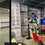 Colonne blanche transformée en colonne de câblages de bord par adhésif imprimé