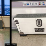 Radiateur camouflé en coffre spatial via trompe‑l’œil adhésif