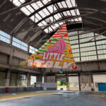 Détail de la toile imprimée thématisant l'espace Italie, une réalisation d'affichage événementiel sur mesure à Lyon.