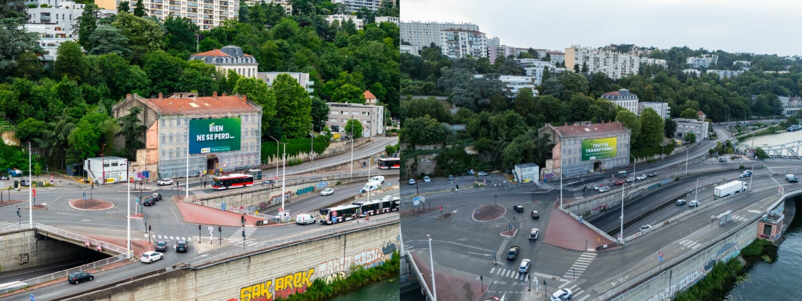 Montage des deux ScaffBox posées sur échafaudage par LightAir pour GCC AURECA! - réhabilitation d'un immeuble de 48 logements à La Mulatière, Lyon
